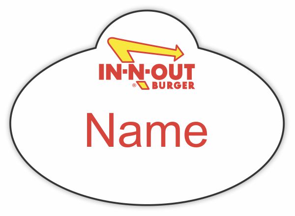 IN-N-OUT BURGER White Shaped Badge - Click Image to Close